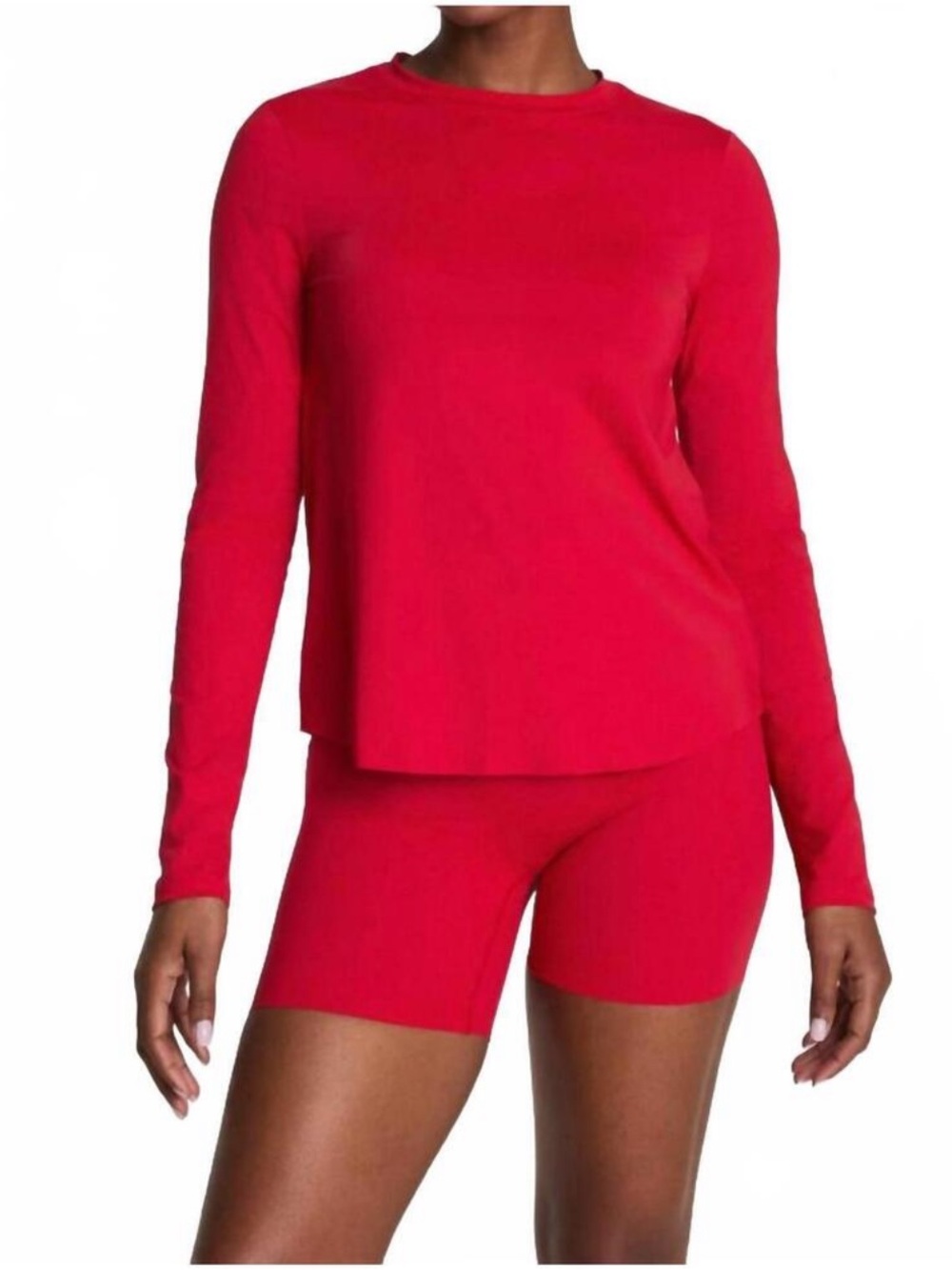 SPANX Long-Sleeve Crewneck Top. Large. Red.
